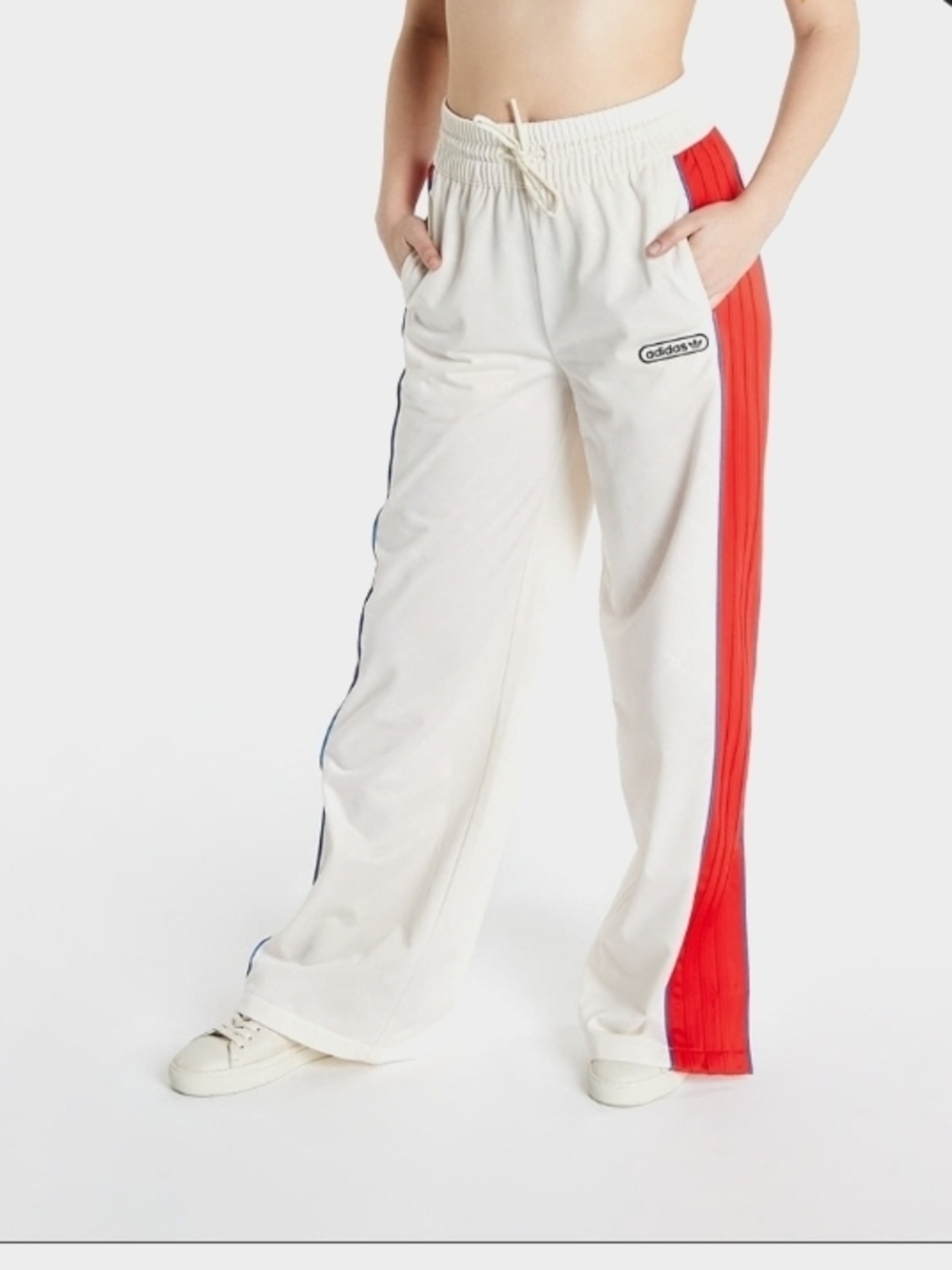 adidas White Track Pants with Red Side Panels